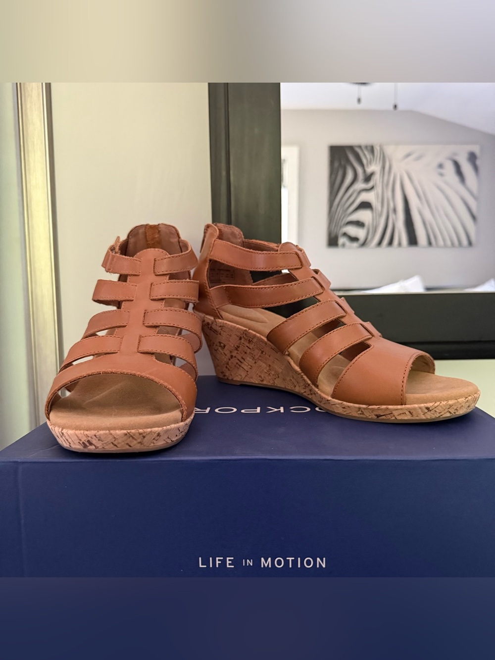Rockport Briah Gladiator Wedge - Tan - EUC
